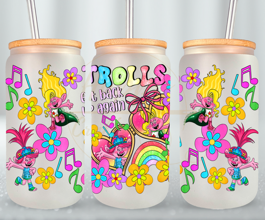 Colorful Flower Party Crew-539 Glass Can - 539-16OZ-Bamboo Lids