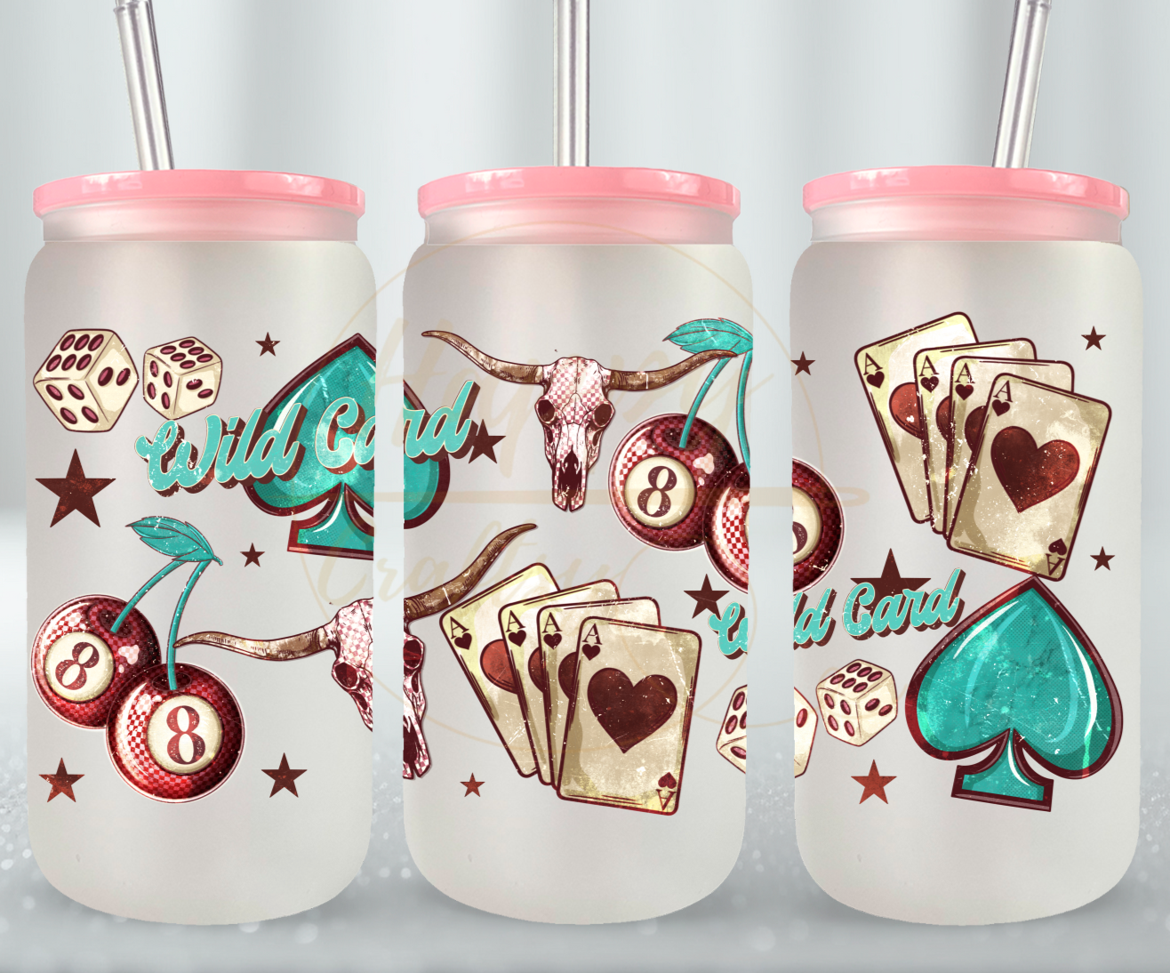 Wild Card-345 Glass Can - 345-16OZ-Pink