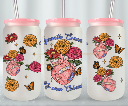 Aguanta Corazon-504 Glass Can - 504-16OZ-Pink