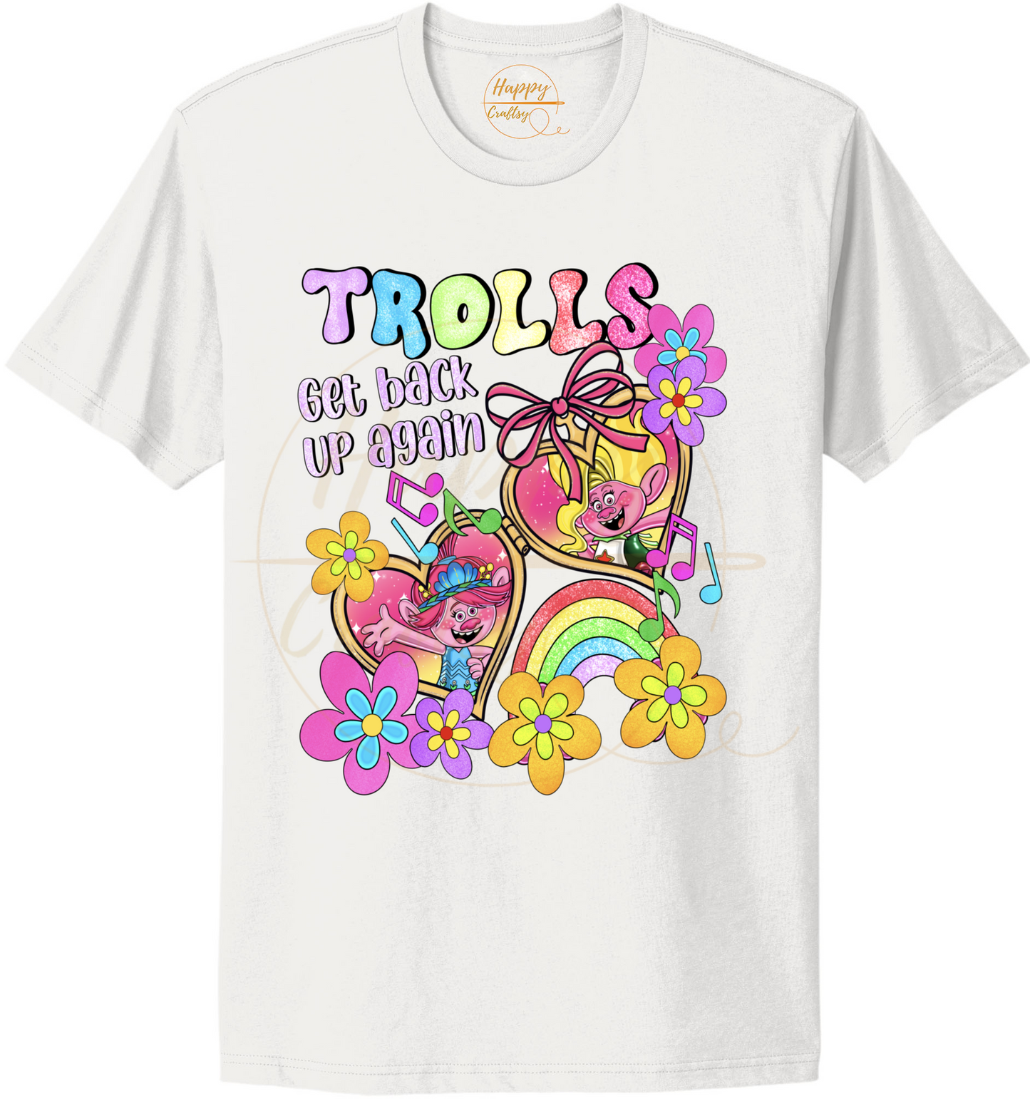 Colorful Flower Party Crew-539 T-shirt - 539-S-White, 539-M-White, 539-L-White, 539-XL-White, 539-2XL-White, 539-3XL-White