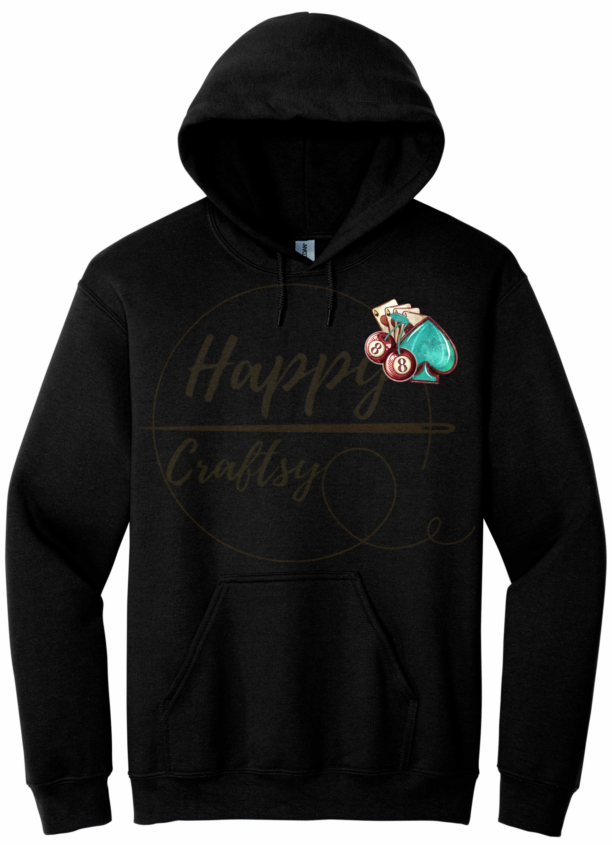 Wild Card-345 Hoodie - 345-S-Black, 345-M-Black, 345-L-Black, 345-XL-Black, 345-2XL-Black, 345-3XL-Black