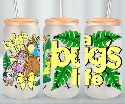 A Bug's Life-526 Glass Can - 526-16OZ-Bamboo Lids