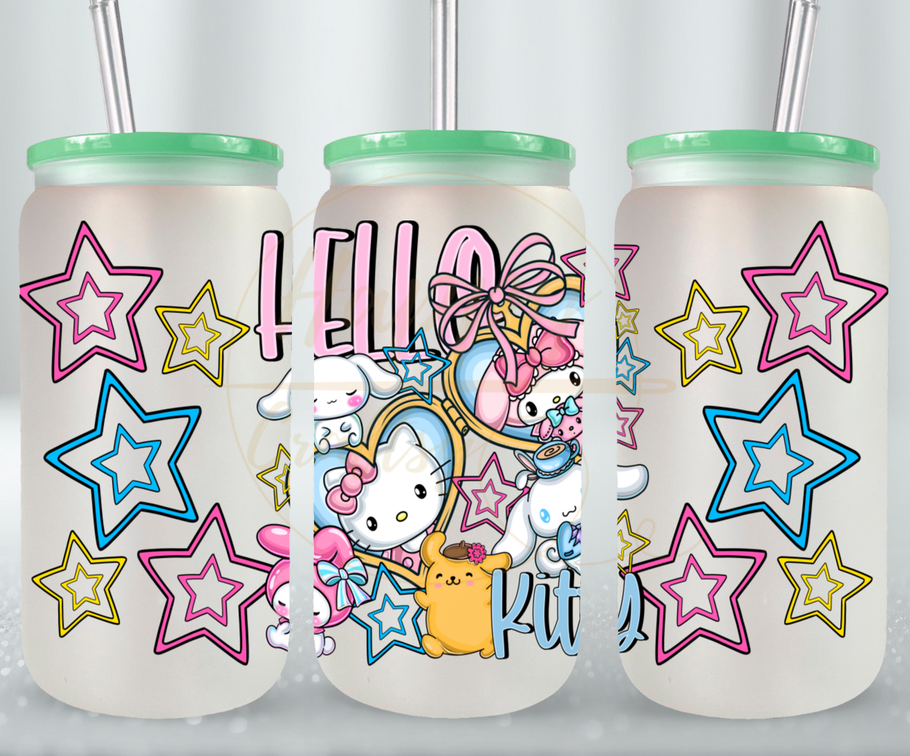 Cute Squad Glow Up-530 Glass Can - 530-16OZ-Green