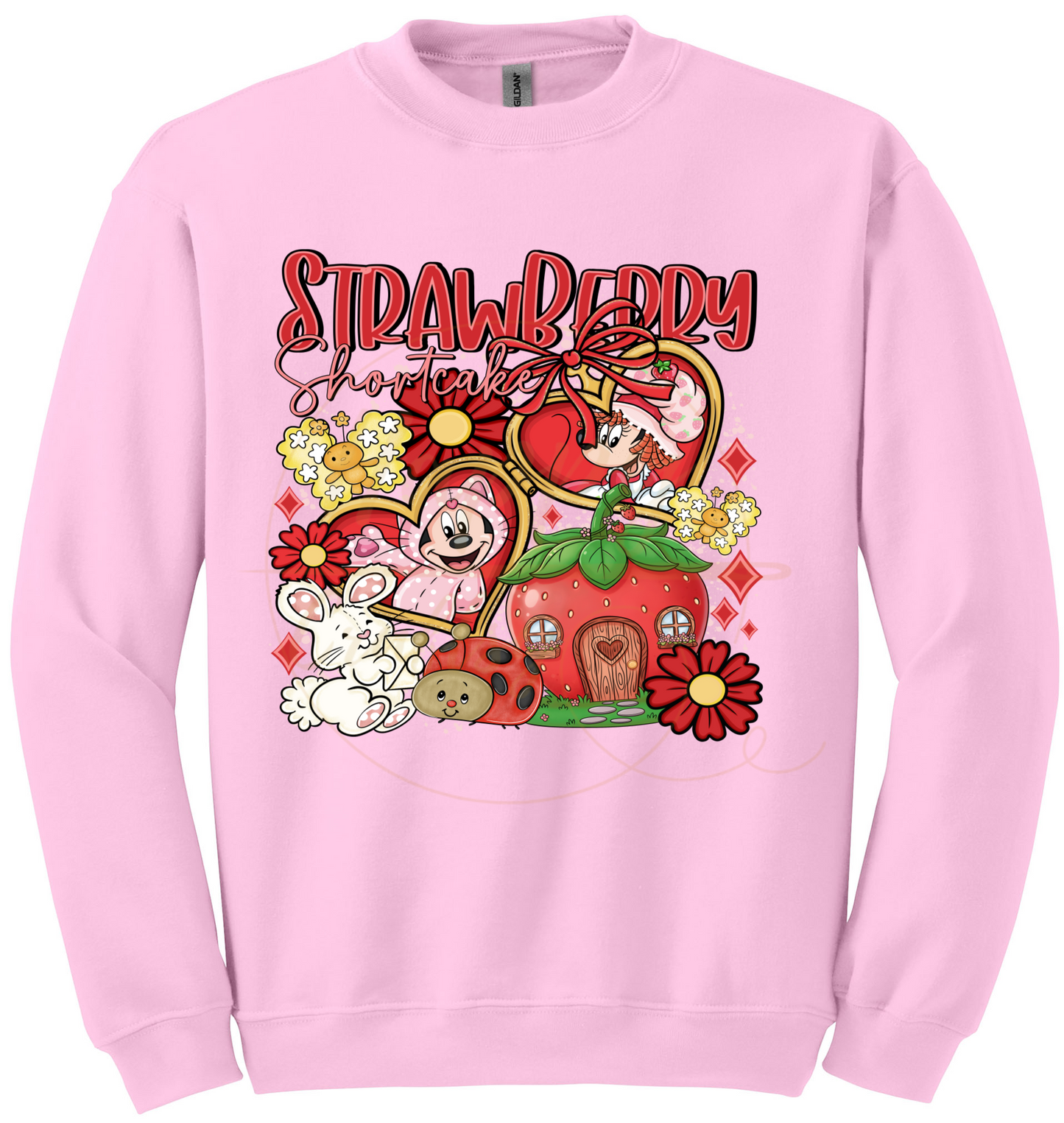 Strawberry Blossom Cottage.-551 Sweatshirt - 551-S-Light Pink, 551-M-Light Pink, 551-L-Light Pink, 551-XL-Light Pink, 551-2XL-Light Pink, 551-3XL-Light Pink