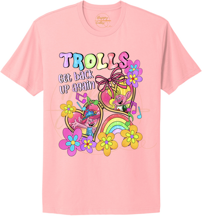 Colorful Flower Party Crew-539 T-shirt - 539-S-Light Pink, 539-M-Light Pink, 539-L-Light Pink, 539-XL-Light Pink, 539-2XL-Light Pink, 539-3XL-Light Pink