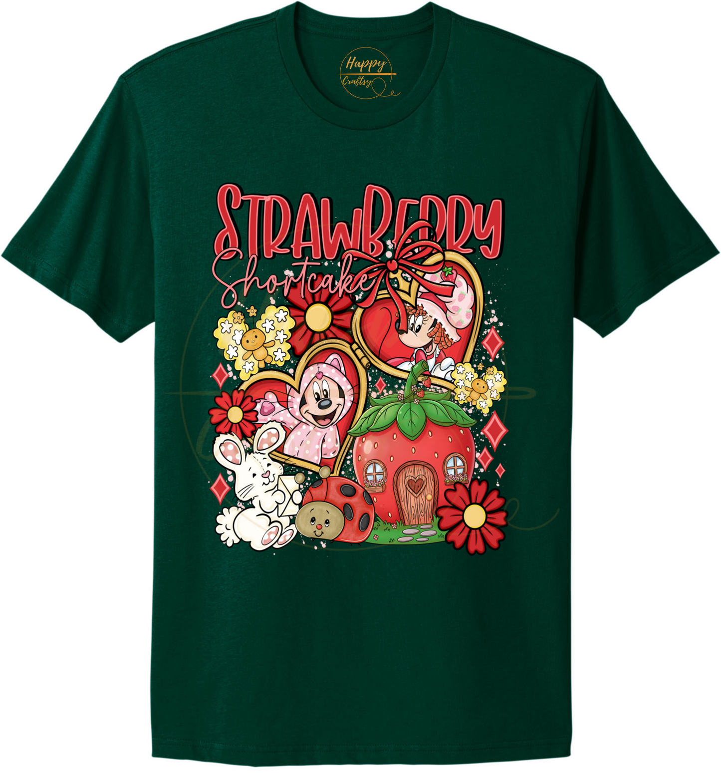 Strawberry Blossom Cottage.-551 T-shirt - 551-S-Forest Green, 551-M-Forest Green, 551-L-Forest Green, 551-XL-Forest Green, 551-2XL-Forest Green, 551-3XL-Forest Green