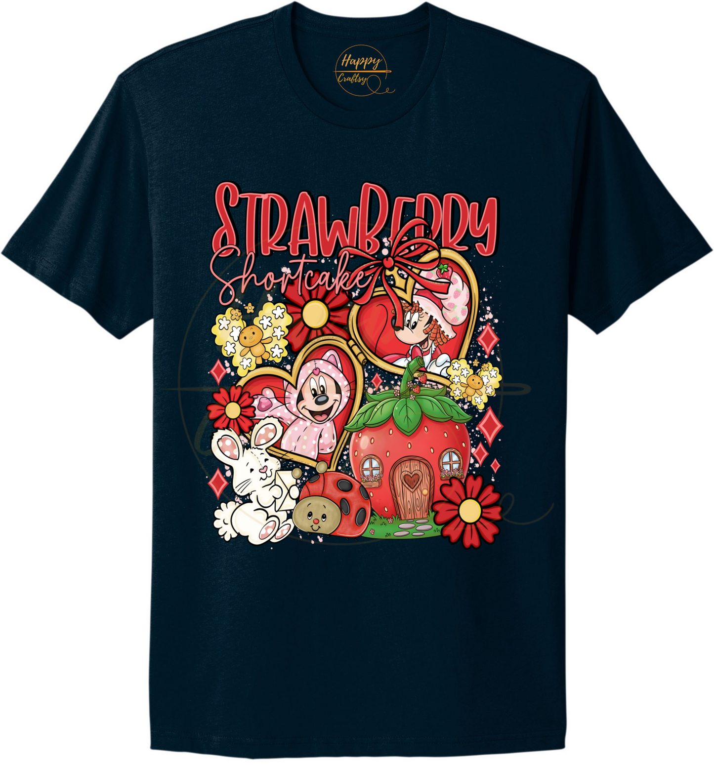 Strawberry Blossom Cottage.-551 T-shirt - 551-S-Midnight Navy, 551-M-Midnight Navy, 551-L-Midnight Navy, 551-XL-Midnight Navy, 551-2XL-Midnight Navy, 551-3XL-Midnight Navy