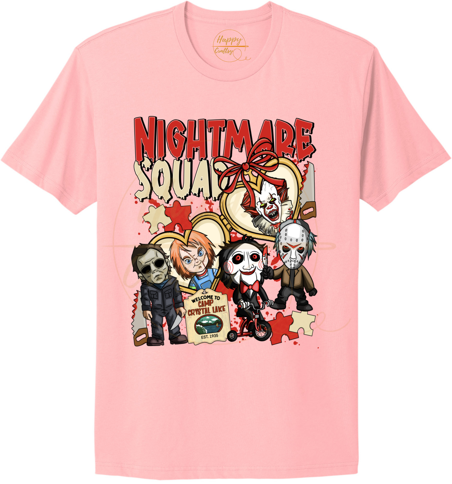 Playful Scare Squad-547 T-shirt - 547-S-Light Pink, 547-M-Light Pink, 547-L-Light Pink, 547-XL-Light Pink, 547-2XL-Light Pink, 547-3XL-Light Pink