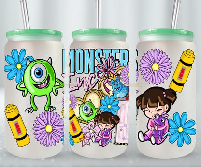 Colorful Monster Crew-543 Glass Can - 543-16OZ-Green