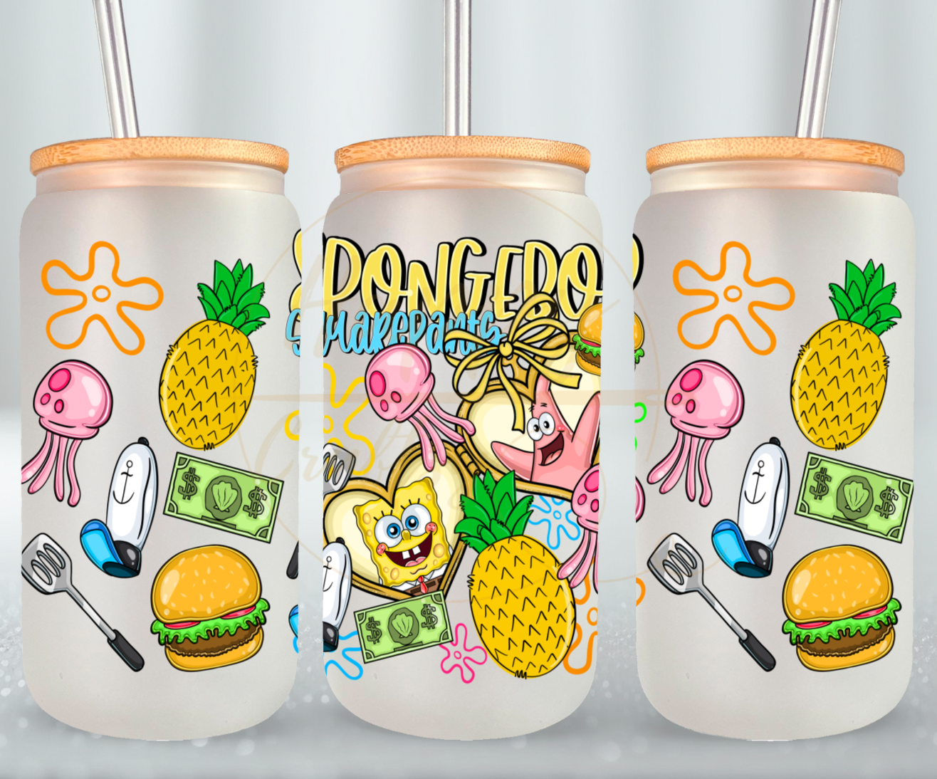 Undersea Fun Vibes-557 Glass Can - 557-16OZ-Bamboo Lids
