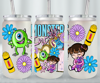 Colorful Monster Crew-543 Glass Can - 543-16OZ-White
