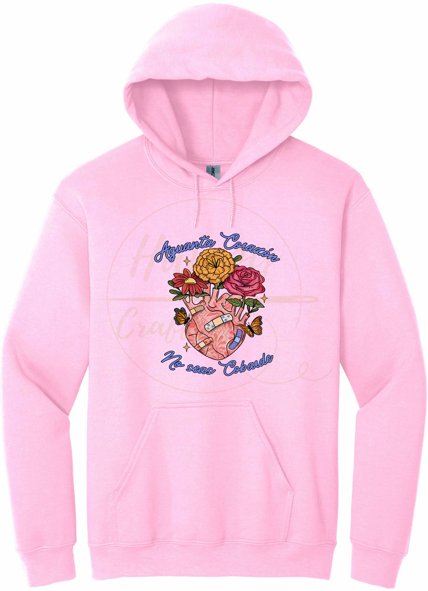 Aguanta Corazon-504 Hoodie - 504-S-Light Pink, 504-M-Light Pink, 504-L-Light Pink, 504-XL-Light Pink, 504-2XL-Light Pink, 504-3XL-Light Pink