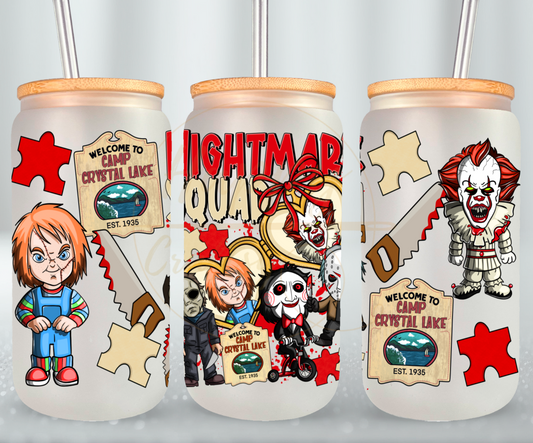 Playful Scare Squad-547 Glass Can - 547-16OZ-Bamboo Lids
