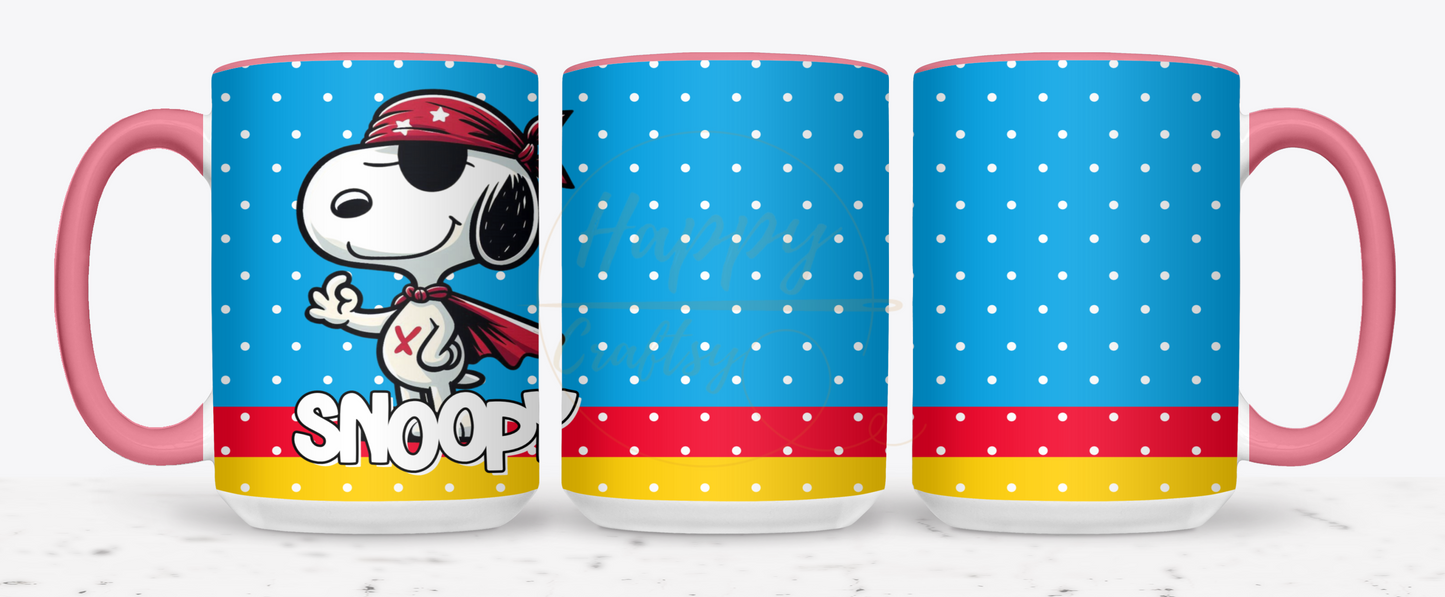 Retro Pirate Super Hero-487 Mugs - 487-15OZ-Pink
