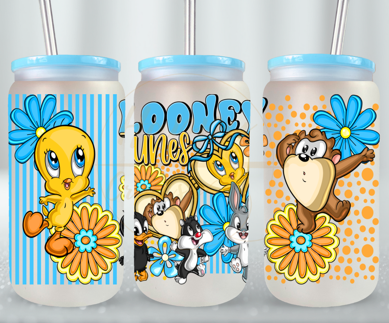 Tiny Friends Adventure-555 Glass Can - 555-16OZ-Blue