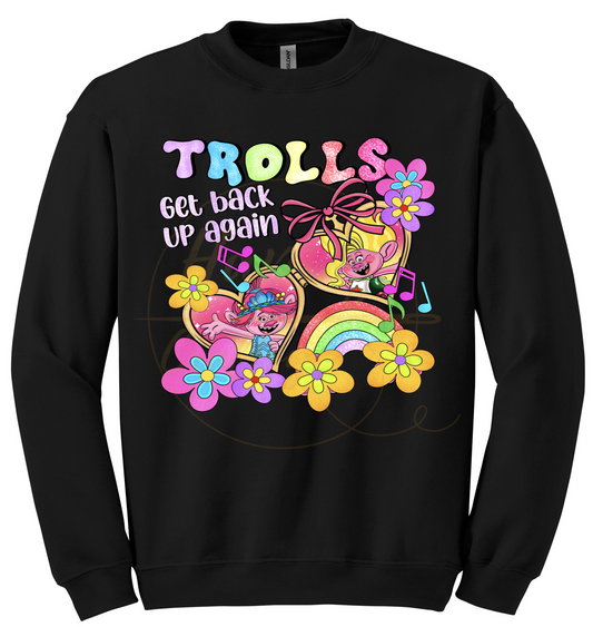 Colorful Flower Party Crew-539 Sweatshirt - 539-S-Black, 539-M-Black, 539-L-Black, 539-XL-Black, 539-2XL-Black, 539-3XL-Black