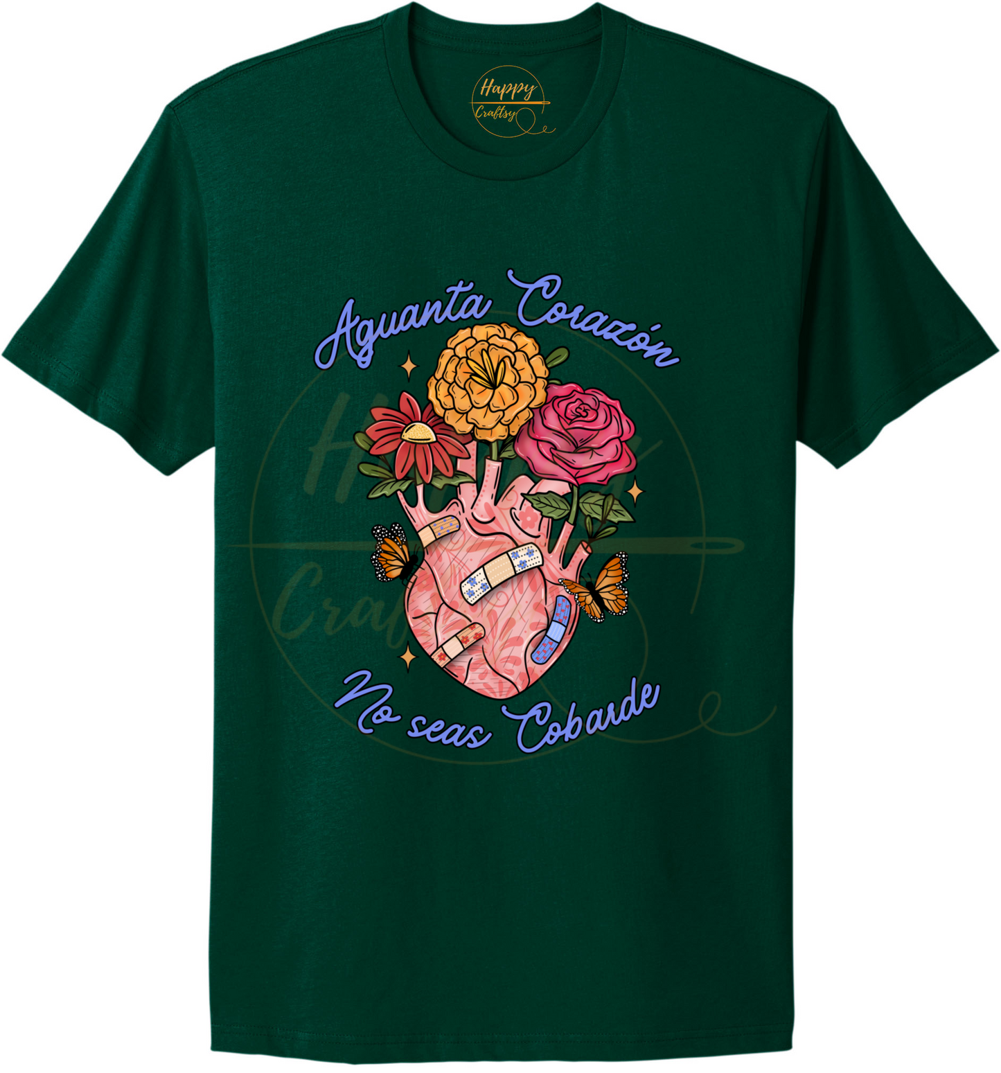 Aguanta Corazon-504 T-shirt - 504-S-Forest Green, 504-M-Forest Green, 504-L-Forest Green, 504-XL-Forest Green, 504-2XL-Forest Green, 504-3XL-Forest Green