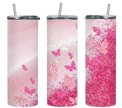 Butterfly Glitter Pink-8329 - tumbler