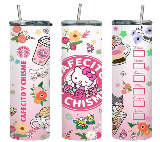 Cafecito y Chisme Pink Cat-8792 - tumbler