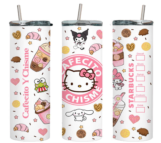Cafecito y Chisme Pink Cat-8791 - tumbler