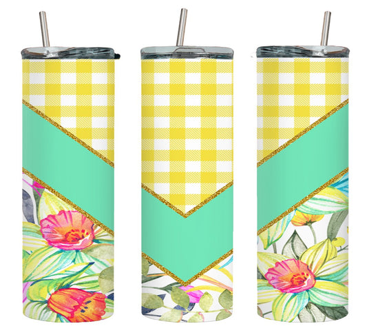 Check Flower Vee Slpit-10567 - tumbler