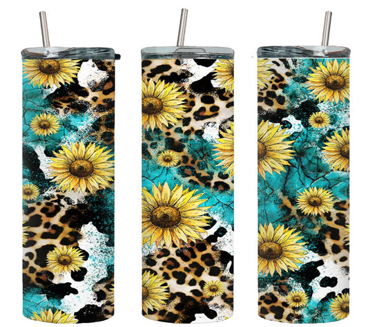 Leopard Turq Cow Sun - tumbler