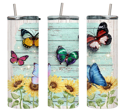 Butterfly Sunflower-8337 - tumbler