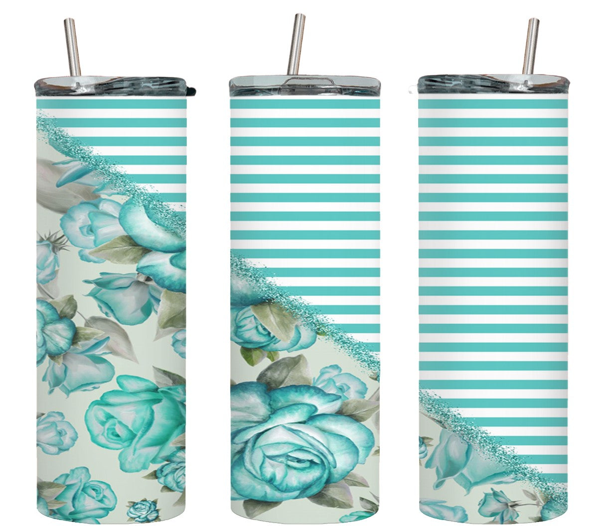Flower Split Teal-10579 - tumbler