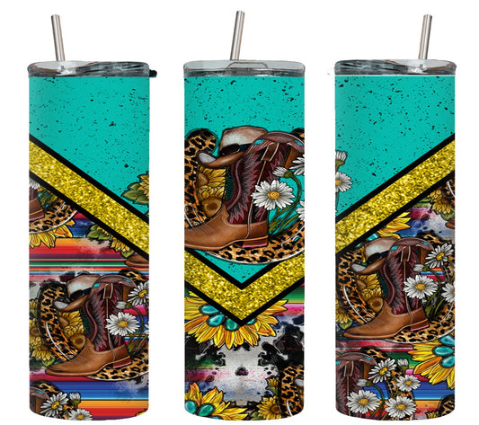 Cowboy Boots Vee Sunflower-10569 - tumbler
