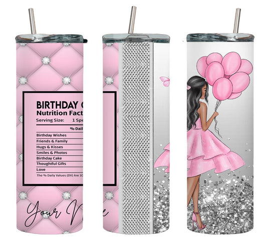 Personalized Birthday Girl Black Hair - tumbler