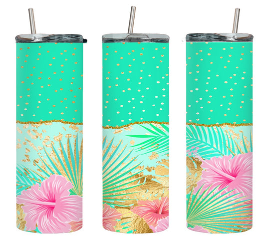 Teal Spot Flower - tumbler