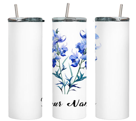 Personalized Birthday July Larkspur - tumbler