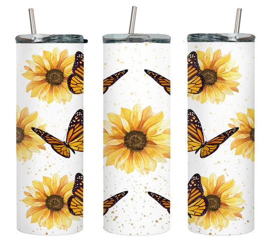 Butterfly Sunflower - tumbler
