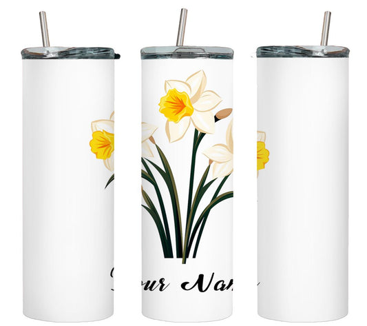 Personalized Birthday March Daffodil - tumbler