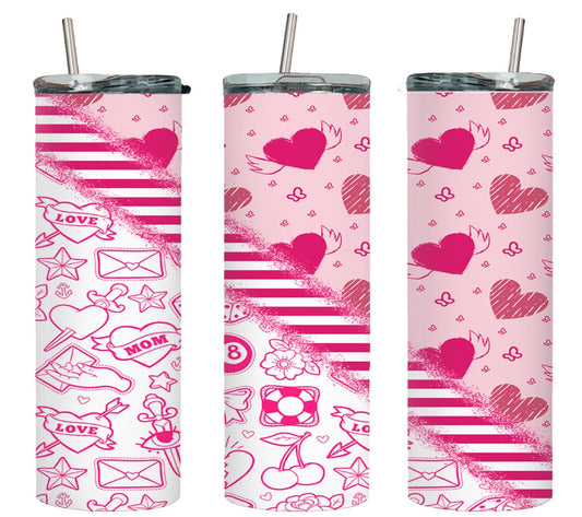 Pink Sketch Love - tumbler