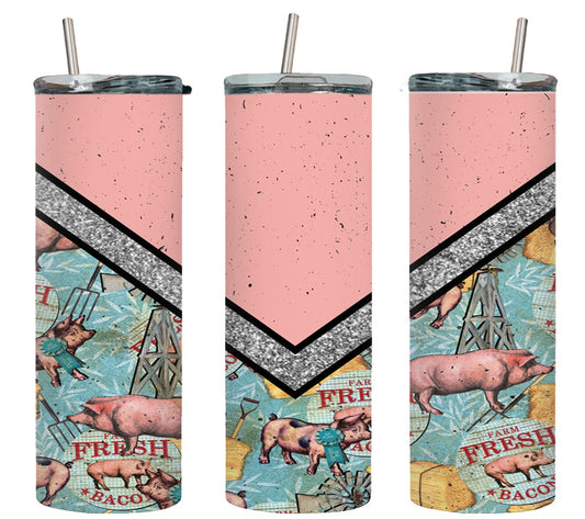 Pink Vee Pig - tumbler