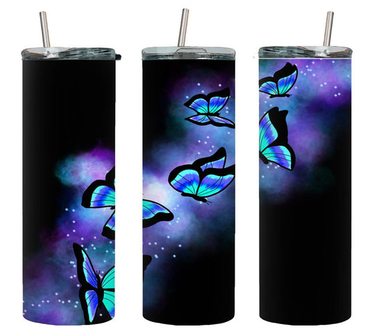 Butterfly Glow Blue - tumbler