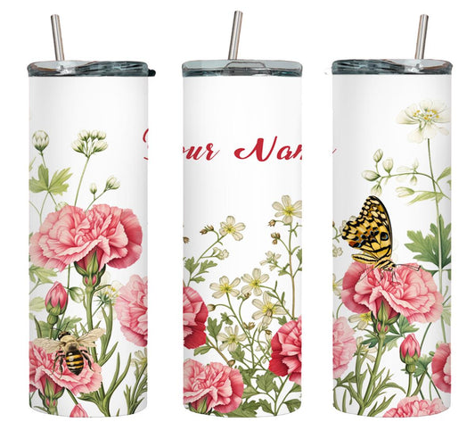 Personalized Birthday January Carnation - tumbler