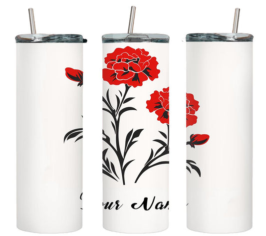 Personalized Birthday January Carnation - tumbler