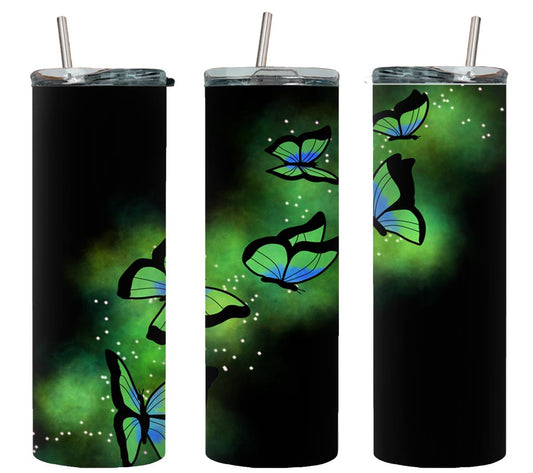 Butterfly Glow Green - tumbler