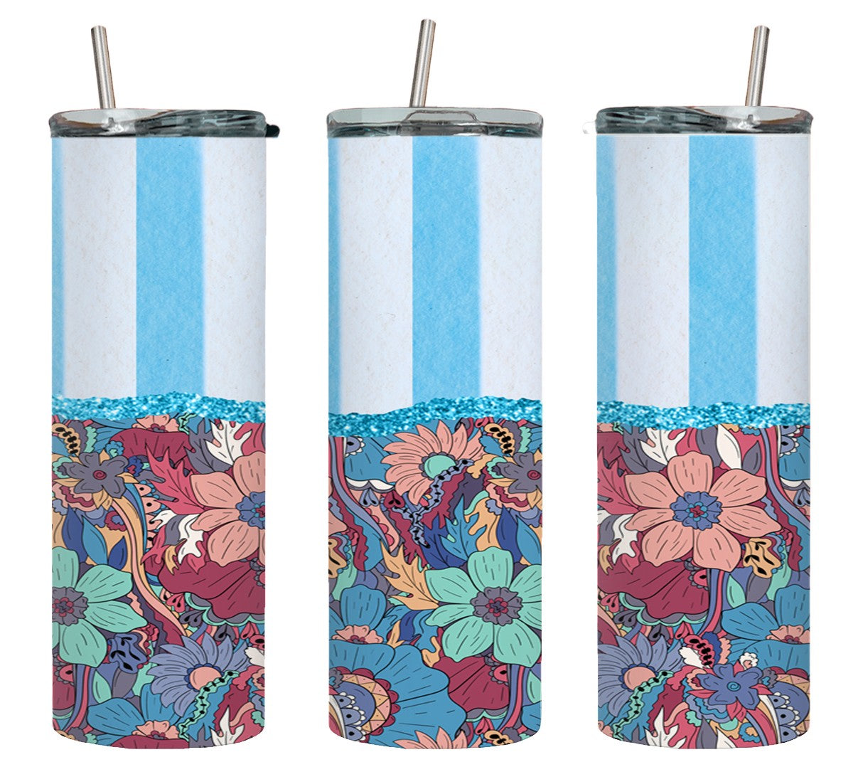 Floral Stripes-10574 - tumbler