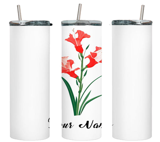 Personalized Birthday August Gladiolus - tumbler