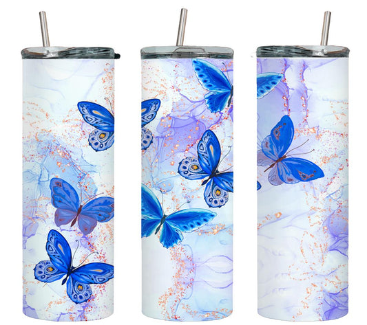Blue Butterflies - tumbler