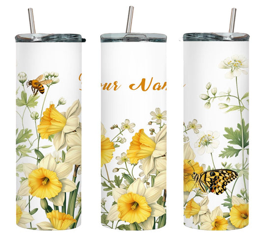 Personalized Birthday March Daffodil - tumbler