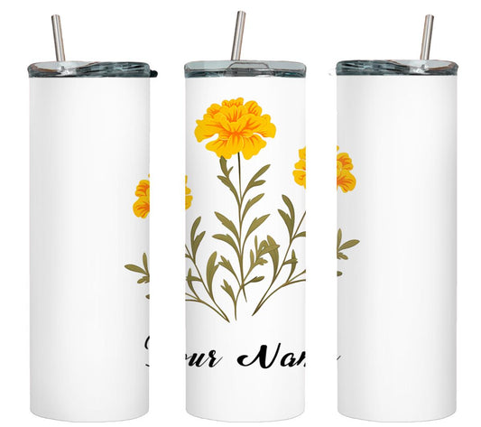 Personalized Birthday October Marigold - tumbler