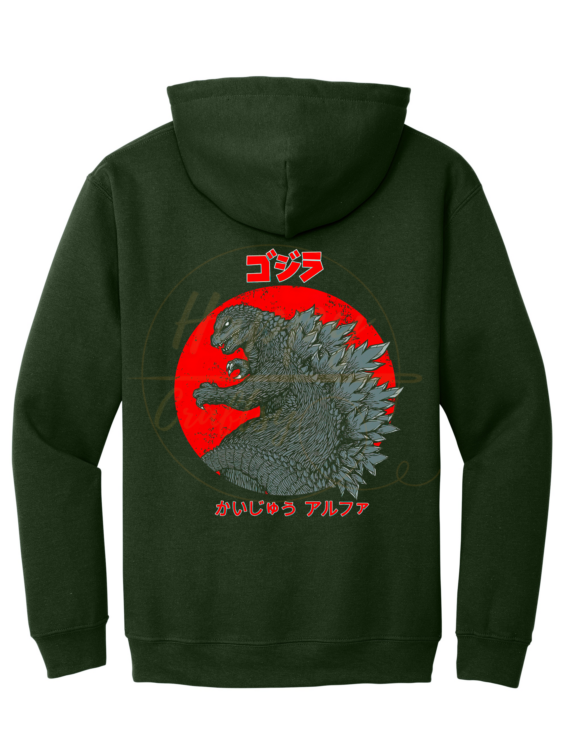 Godzilla Kaiju Alpha-356 Hoodie - 356-S-Forest Green, 356-M-Forest Green, 356-L-Forest Green, 356-XL-Forest Green, 356-2XL-Forest Green, 356-3XL-Forest Green