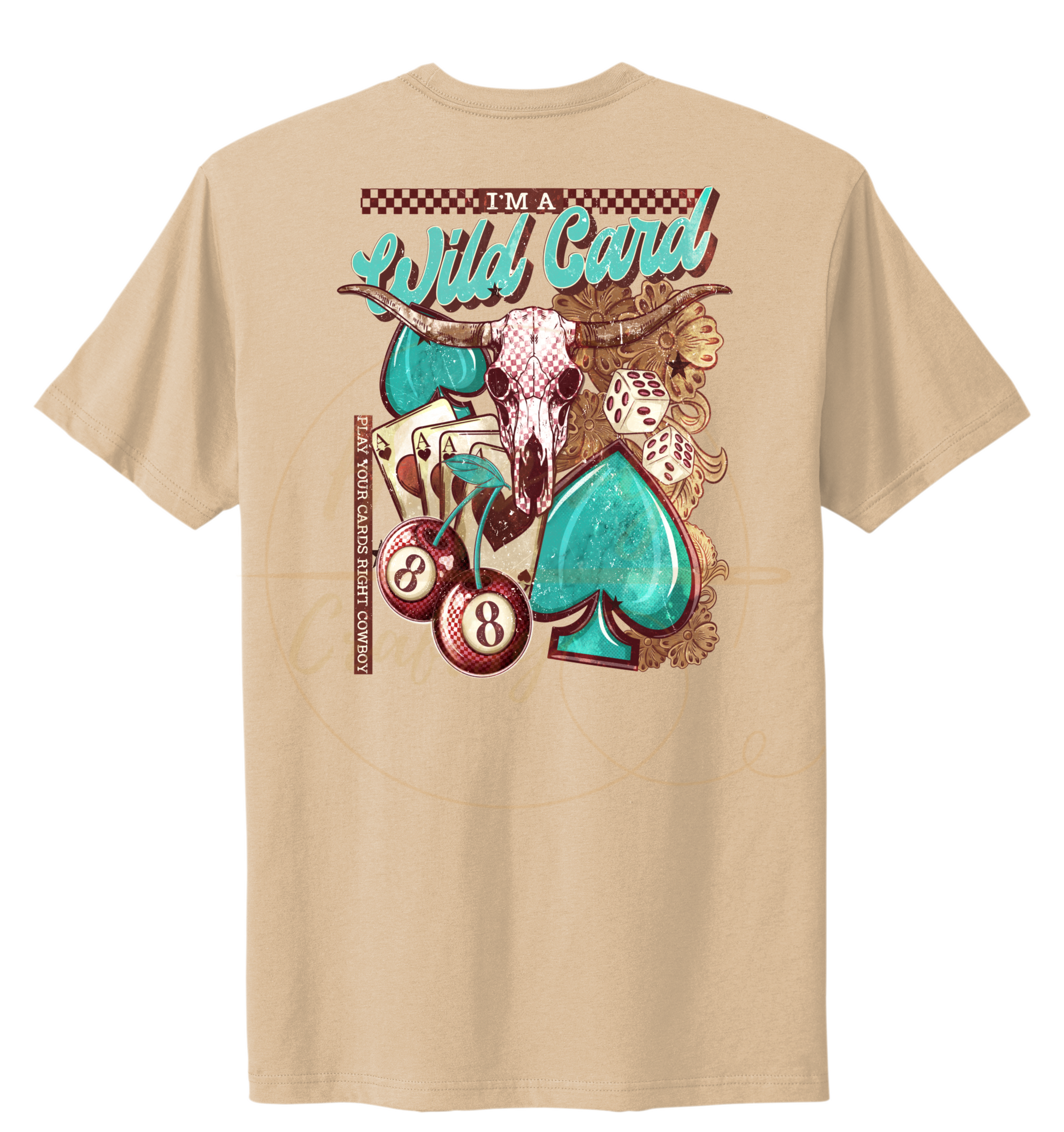 Wild Card-345 T-shirt - 345-S-Cream, 345-M-Cream, 345-L-Cream, 345-XL-Cream, 345-2XL-Cream, 345-3XL-Cream