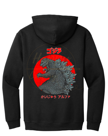 Godzilla Kaiju Alpha-356 Hoodie - 356-S-Black, 356-M-Black, 356-L-Black, 356-XL-Black, 356-2XL-Black, 356-3XL-Black