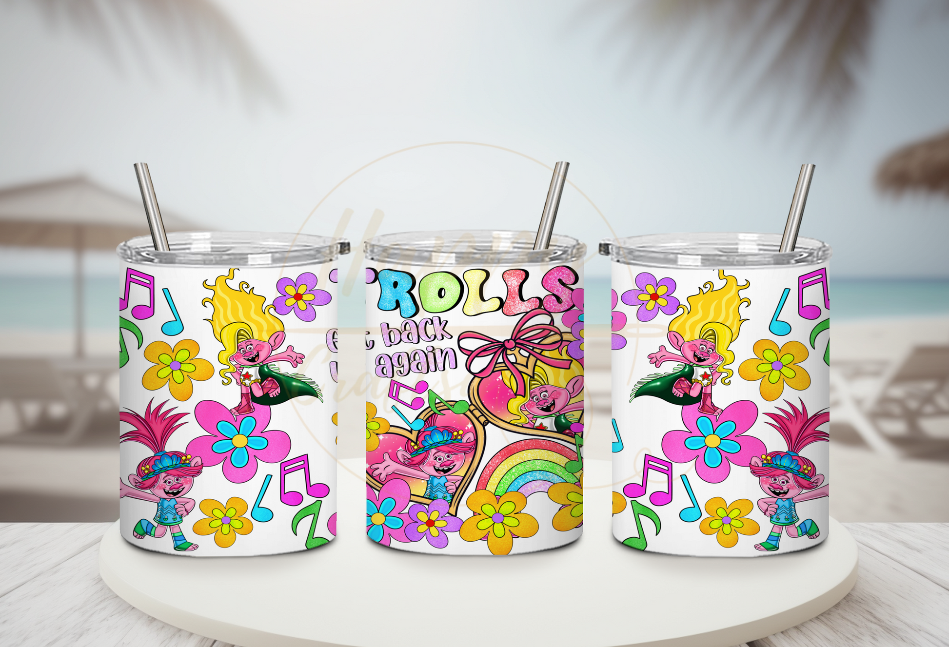 Colorful Flower Party Crew-539 Tumbler - 539-10OZ-White
