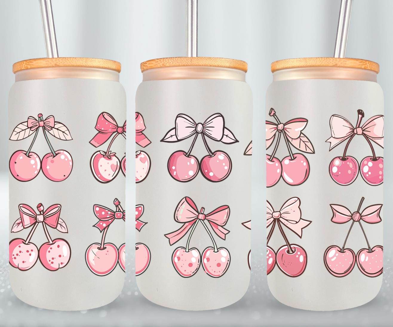 Pink Bow-9994 - glass can